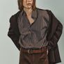 Fab Zara Brown and White Stripe Cotton Oversized Shirt Image 6