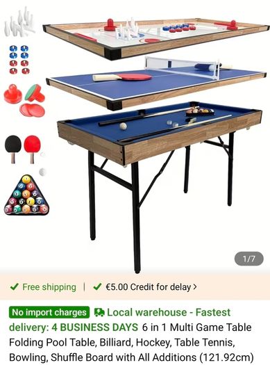 6 in 1 games table
