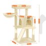 Cat tree with scratching ramp Cat tree with large viewing platform, scratching board, beige Image 4