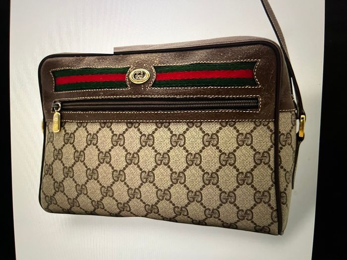 Gucci GG Supreme Canvas Shoulder Bag with Web Stripe and Interlocking G