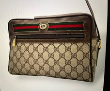 Gucci GG Supreme Canvas Shoulder Bag with Web Stripe and Interlocking G