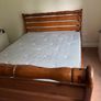 Pine king size sleigh bed with Respa mattress good condition Image 3