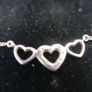 Vintage Sterling Silver 925 Triple Heart Necklace 2,5g L-9" Image 3