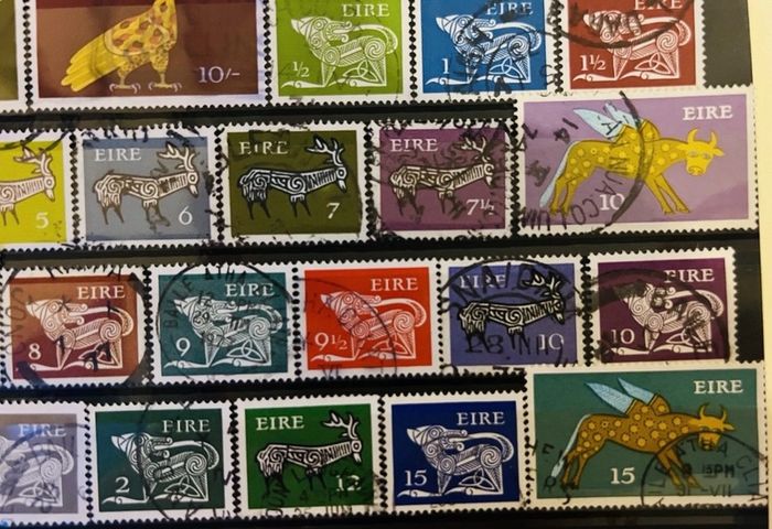 Irish 1970s stamps animal drawings definitive series Used lot