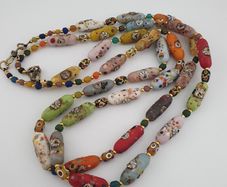 Antique Venetian Style MultiColor Face Glass Beads Necklace