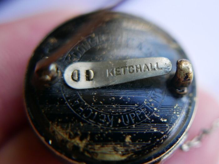 Antique Ketchcam Mcdougall Brooch Key Keeper Keychain Chain Pin Jewelry
