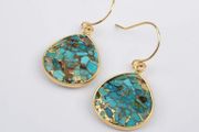 Gold Plated Copper Natural Turquoises Drop Earrings High Quality Gems Stone Dangle Earring Women Jewelry