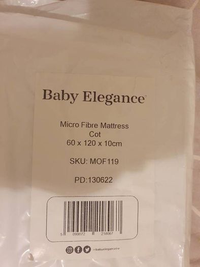 Baby Elegance Micro Fibre Cot Mattress 120x60x10