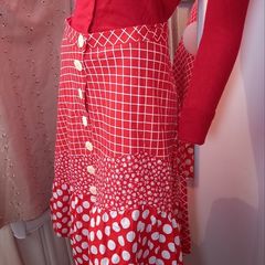 1970s Vintage Polka Dot Button down skirt