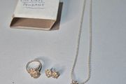 Rare Vintage Sterling Silver 4-Piece Rose Jewelry Set