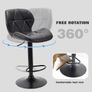 2x Modern Adjustable Swivel Bar Stools Kitchen Chairs, Faux Leather, Black Image 7