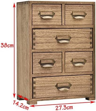 Wood Storage Drawer Units Desktop Organiser Mini Chest of Drawers Vintage Cabinet 6 Drawers