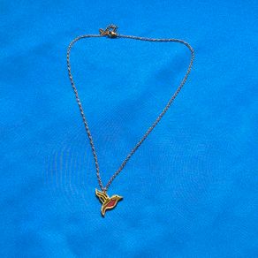 Hummingbird Pendant Necklace - Stainless Steel with Red Epoxy Inlay