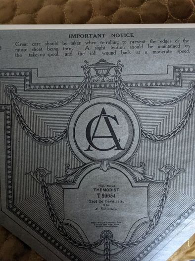 Antique pianola music roll
