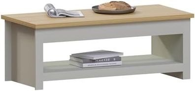 Arlington Coffee Table 1 Shelf Storage MDF Living Room Modern Furniture (Grey)