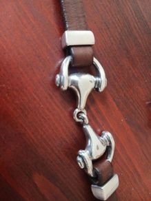 GUCCI style Mens Horse bit leather wrap round braclet