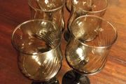 6 Vintage Luminarc Black Swirl Wine Glasses (6)