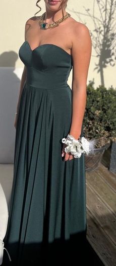 GINO CERRUTI Puro Strapless Dress with pockets in Hunter Green Sz S (Fit 8-10UK)  - Rrp 420 (New)
