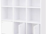 main image for ad _bookshelf, bookcase, free-standing DVD shelf, storage shelf, standing shelf, for living room, bedroom, children's room, office, with 3 doors, white