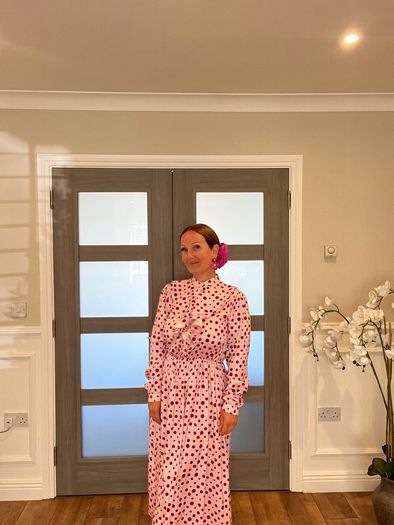Italian design polka dot ruffle  dress