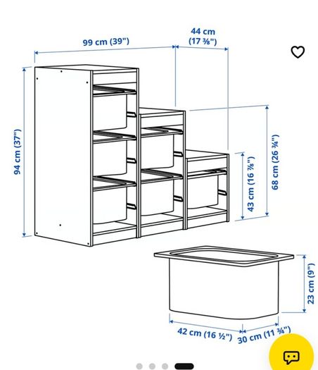 TROFASTStorage combination with boxes 99x44x94 cm