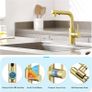 3 Function Sprayer Pull Out Kitchen Mixer Tap - 360 Swivel Single Handle Sink Tap for Bathroom or Kitchen - Gold Image 2