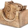 Drink coasters set of 6 with holder Handmade Wooden coasters for Coffee, Tea, Mugs, Cups, Wine Glasses Housewarming gift  Premium quality (MULTIPLE DESIGNS) Image 3