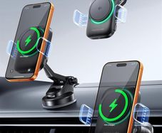 3-in-1 Wireless Car Charger for Magsafe, Extra Clamp for Bumpy Road, Cooling Fan to Extend Battery Life, Original Qi2 Certified 15W Fast Charging Magnetic Car Phone Holder for iPhone 12-17 Series