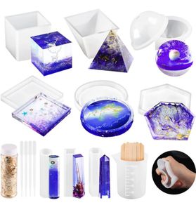 Resin Moulds Silicone, 21Pcs DIY Epoxy Resin Moulds Kit, Resin Kits for Beginners Making Jewelry/Candle/Soap, Include Coaster, Ashtray, Cube, Pyramid, Spherical, Pendant Mold (FREE POSTAGE)