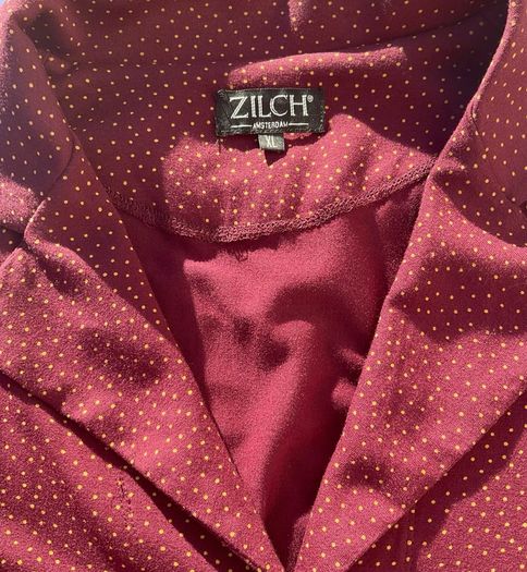 Zilch Amsterdam Plum Burgundy Polka Dot Jersey Soft Blazer Jacket Size XL