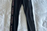 Adidas Women's Black Leggings with Pink Branding - size UK 8