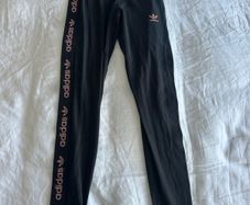 Adidas Women's Black Leggings with Pink Branding - size UK 8