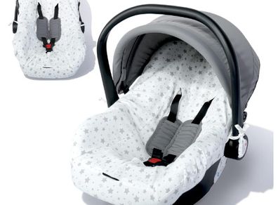 Orzbow Maxicosi Cover, Breathable Universal Baby Car Seat Cover Group 0+, Stain-Resistant Universal Maxicosi Cover, Machine Washable, 100% Pure Cotton (White Stars)