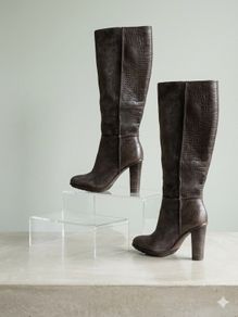 BCBGMAXAZRIA Mixed-Media Suede & Croc-Embossed Tall Boots