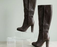 BCBGMAXAZRIA Mixed-Media Suede & Croc-Embossed Tall Boots