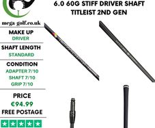 Project X Hzrdus Black Gen5 6.0 60g Stiff Driver Shaft / Titleist 2nd Gen