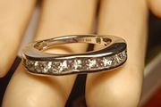 Rhodium Plated Sterling Silver Moissanite Band Ring