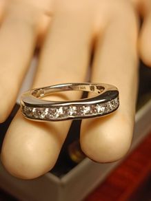 Rhodium Plated Sterling Silver Moissanite Band Ring