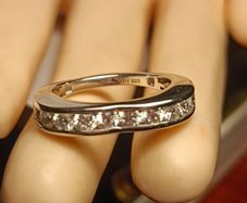 Rhodium Plated Sterling Silver Moissanite Band Ring