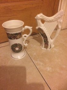 Irish harp with mug Celtic design Free postage