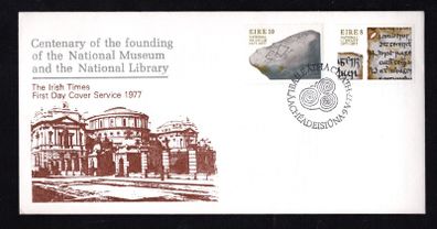 1977 Ireland Centenary of the Founding of the National Library and of The National Museum Commemorative Stamps Illustrated Addressed The Irish Times First Day Cover (FDC)