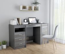 Desk High Gloss Grey 140x50x76 cm Chipboard