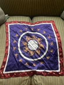 Daboti Vilnius silk scarf - blue and burgundy