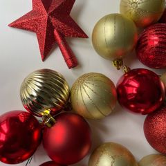 70 Christmas Baubles / Decorations / Red & Gold Baubles