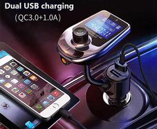 QC3.0 Fast Charger Car Hand Free Music Player Bluetooth FM Transmitter AUX Output Dual USB Port Suopprt U disk / TF Card lossless Music