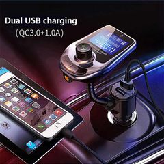 QC3.0 Fast Charger Car Hand Free Music Player Bluetooth FM Transmitter AUX Output Dual USB Port Suopprt U disk / TF Card lossless Music