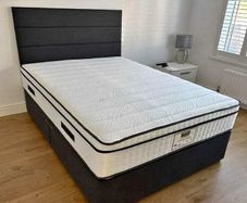 Black Divan Double bed and mattress