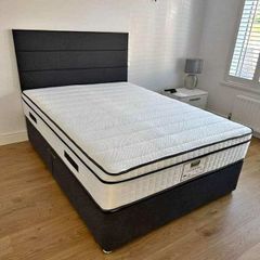 Black Divan Double bed and mattress