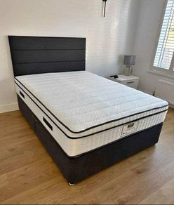 Black Divan Double bed and mattress