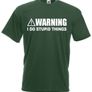 Warning I Do Stupid Things  Mens funny novelty t-shirts Image 4